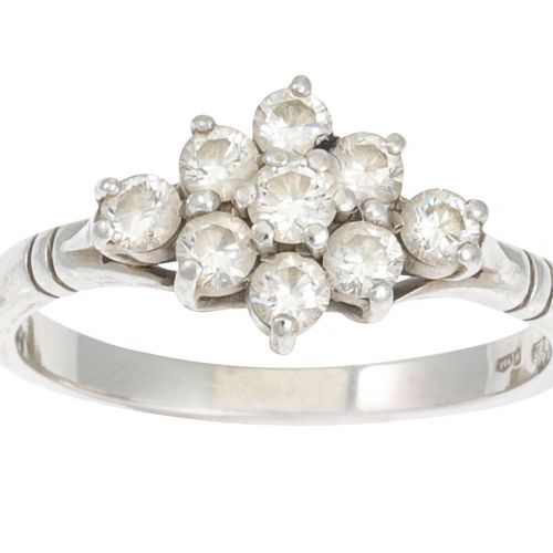 Null 菱形钻石戒指，铂金镶嵌的明亮式切割钻石。估计：钻石的重量。0.90克拉，颜色和净度：H，VS