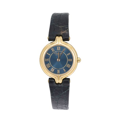 Null A LADY'S RAYMOND WEIL WRIST WATCH, blue dial, Roman numerals, leather strap