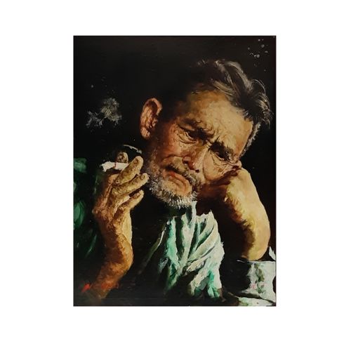 H.CHEANG, (BORN 1931) 20ème siècle Ecole chinoise, Un homme fumant une cigarette&hellip;