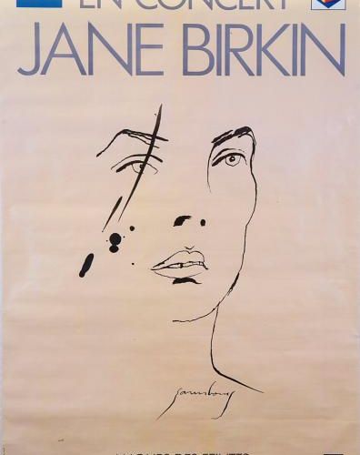 Jane Birkin Dessin de Serge Gainsbourg. Aff. NE. 120 x 78 cm.