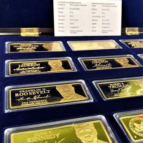 "Greatest U.S. President"s Gold plated Ingots- Windsor Mint 最伟大的美国总统套装12 x 40克镀金&hellip;