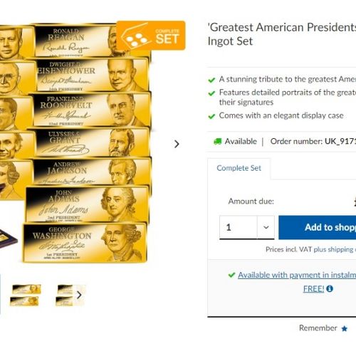 "Greatest U.S. President"s Gold plated Ingots- Windsor Mint Greatest U.S. Presid&hellip;