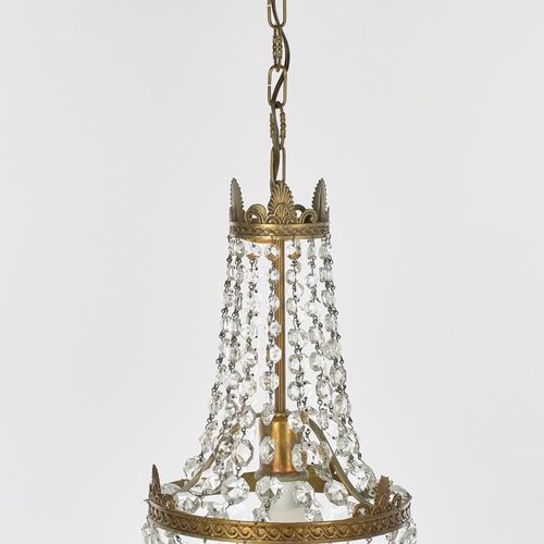 Null Ceiling chandelier, Empire style, France, 20th c., brass, crystal glass, pe&hellip;