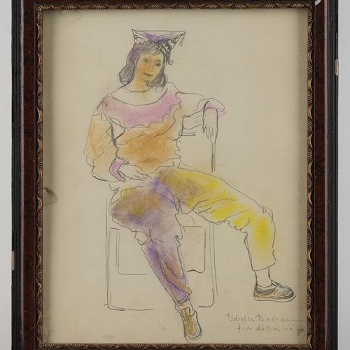 Null 贝克曼，巴贝特（1920年汉堡-2011年杜塞尔多夫，自由画家，曾在汉堡的汉森美术学院和慕尼黑的KA学院学习）。 
"Badeszene"，纸上粉彩，&hellip;
