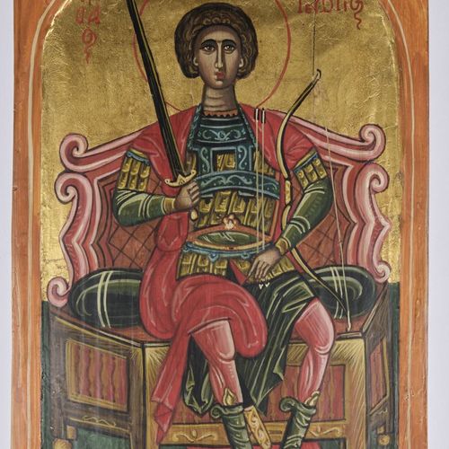 Null Icône, "Saint Georges", tempera sur fond doré sur bois, Grèce, époque moder&hellip;