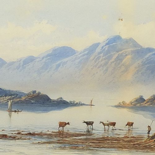 Null Paysage montagneux continental avec du bétail, aquarelle du 19ème siècle, i&hellip;