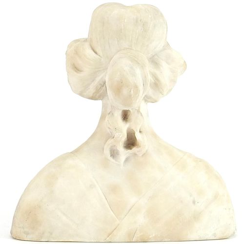 Null Buste italien antique en albâtre sculpté d'une jeune femme, 25cm de haut - &hellip;