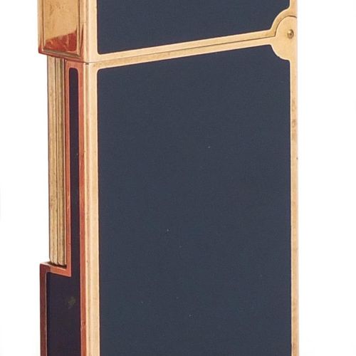 Null S J Dupont gold plated and blue enamel pocket lighter with certificate numb&hellip;