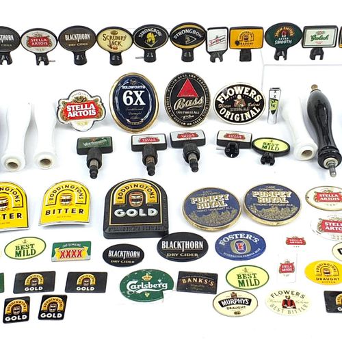 Null Collection of advertising bar beer pumps and beer pump labels including Ste&hellip;