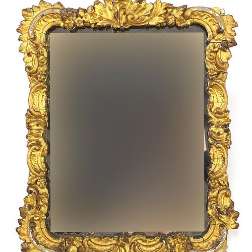 Null Miroir mural Régence avec cadre doré et motif d'acanthe, 31 cm x 25,5 cm - &hellip;