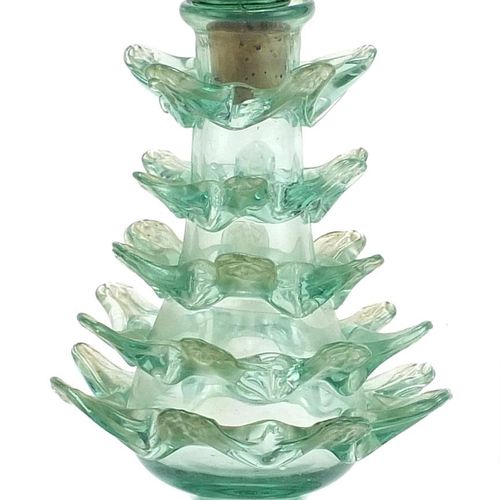 Null Bohemian or Islamic green glass scent bottle in the form of a Christmas tre&hellip;