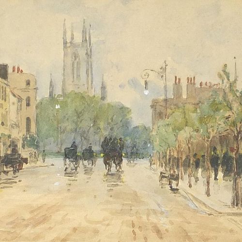 Null Clement Lambert - Street scene with figures before a cathedral, late 19th/e&hellip;