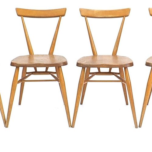 Null Set of six Ercol ash and light elm stacking chairs, 74cm high - For live bi&hellip;
