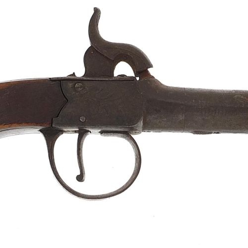 Null Pistolet à mufle à bouchon percutant du 19ème siècle gravé Clark, 17cm de l&hellip;