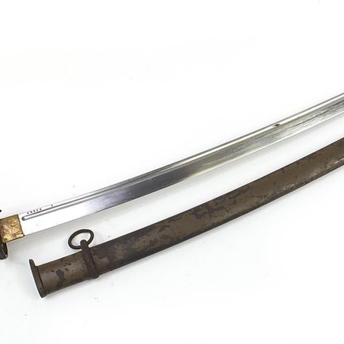 Null 日本军事题材的武士刀，带刀鞘，钢刀上有54208的字样，全长97厘米 - 实时竞拍请访问www.Eastbourneauction.Com