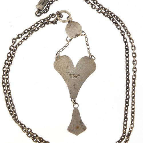 Null Ciondolo Art Nouveau in argento e smalto su una collana d'argento, altezza &hellip;