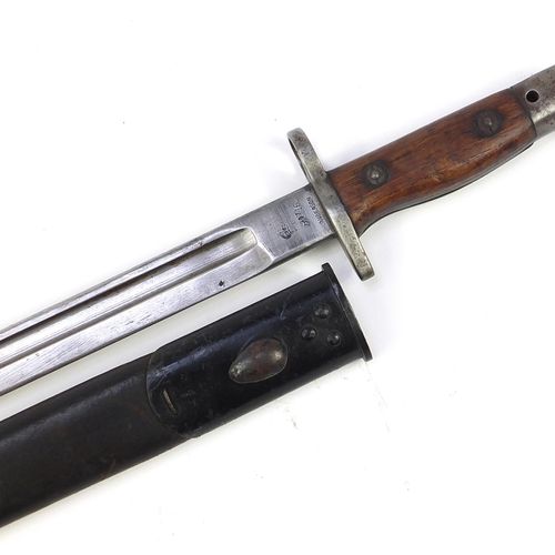 Null British military bayonet with scabbard and steel blade impressed Sanderson,&hellip;
