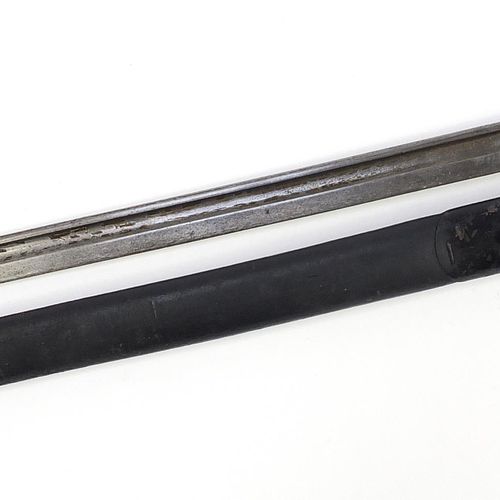 Null 英国军队1907年第一次世界大战威尔金森模式刺刀，带刀鞘，钢制刀身有压印痕迹，全长58.5厘米 - 实时竞价请访问www.Eastbourneauct&hellip;