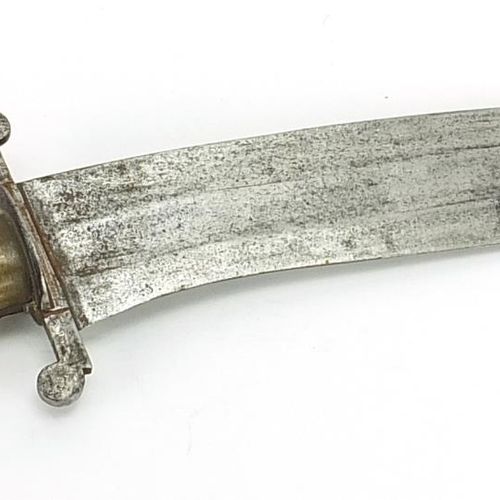 Null 狩猎刀，黄铜手柄，钢制刀身，长36.5厘米 - 现场竞价请访问www.Eastbourneauction.Com