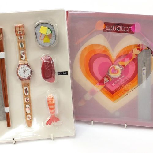 Null Swatch, fünf Swatch Collector's Club Uhren, darunter 25th Anniversary, Sush&hellip;