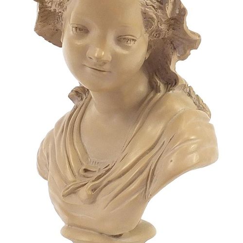 Null Buste décoratif en terre cuite d'une jeune fille italienne, 44,5 cm de haut&hellip;