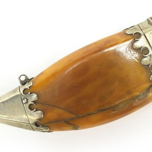 Null Antique poudrier islamique avec un corps de couleur ambre, 12,5cm de longue&hellip;