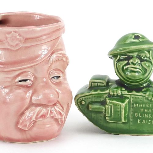 Null Military interest Old Bill pink glazed mug and a propaganda tank money box &hellip;