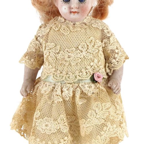 Null Miniature bisque headed doll with open mouth and opening and closing eyes, &hellip;