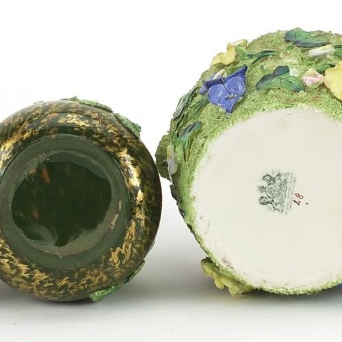 Null Continental floral encrusted china comprising a pair of vases with twin han&hellip;