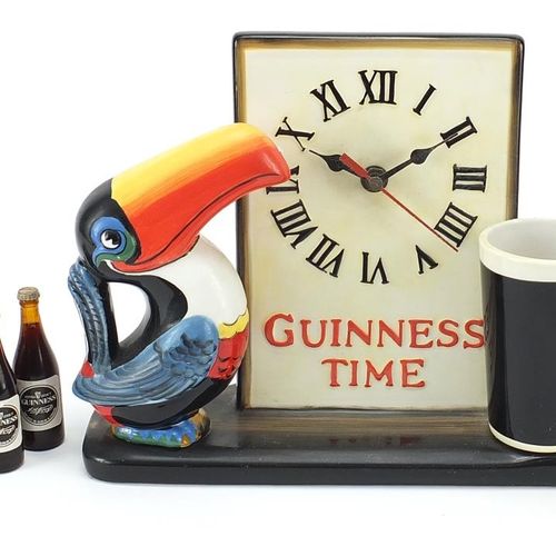 Null Sundry items comprising Guinness toucan advertising clock, Goebel glass vas&hellip;
