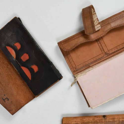 Group of Six 19th Century Wallets and Money Pouch each leather construction with&hellip;
