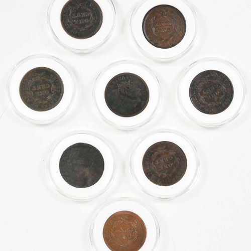 Eight Better Date Large Cents 1806, S-270; 1818, N-7 (varietà non Randall hoard)&hellip;