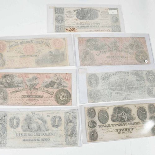 17 Pennsylvania Obsolete Bank Notes mediados del siglo XIX, billetes de varias d&hellip;