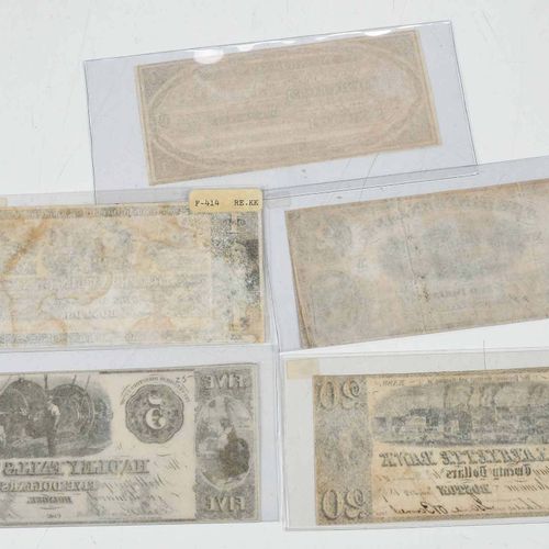 15 Massachusetts Obsolete Bank Notes Siglo XIX, billetes de varias denominacione&hellip;