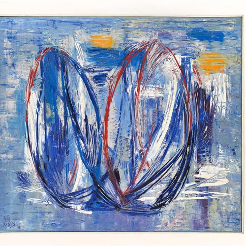 Null Gillis van Oosten (1916-2005), 'Glaswerk', huile sur toile, signée et datée&hellip;