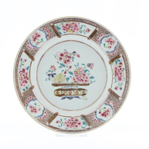 Null Pareja de platos de porcelana familia rosa, con decoración de flores. Sin m&hellip;