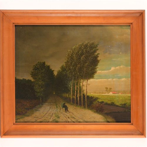 Null 风中的佛兰德景观》，布面油画，Marouflè，无签名。
高x宽：46 x 54.5厘米。