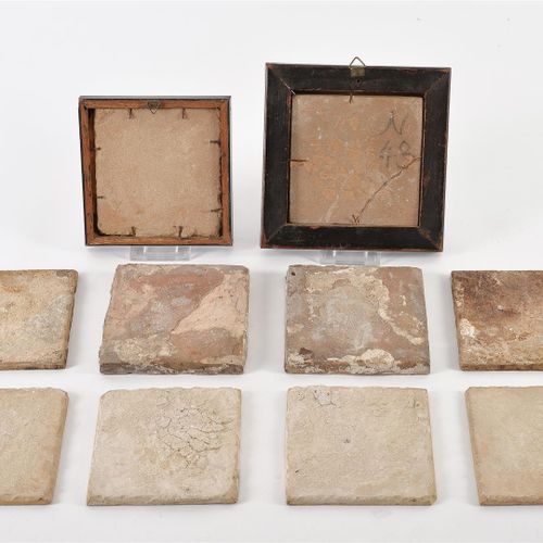 Null Ten miscellaneous pottery tiles, including manganese with Biblical represen&hellip;