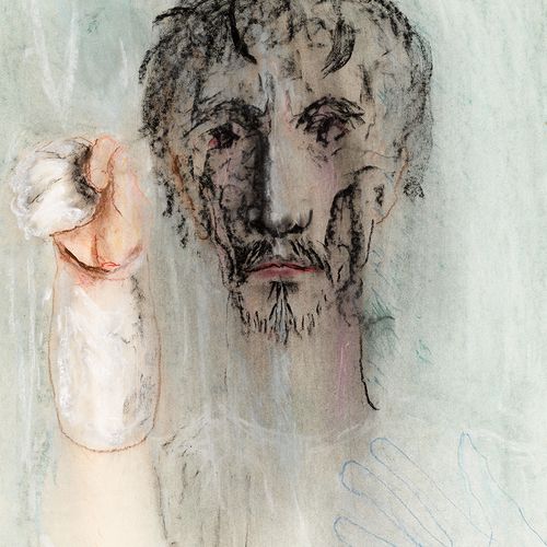 John Kelly RHA (1932-2006) 右下角有艺术家的手的轮廓，以代替签名 24乘以18英寸（61乘以45.7厘米）混合媒体自画像
