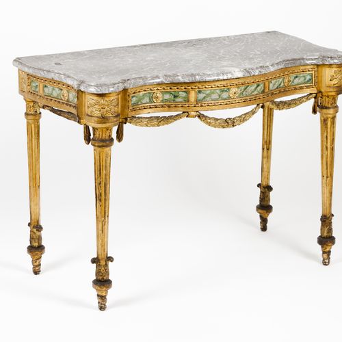 Null A pair of Neoclassical console tables
Wood

Gilt, carved and marbled decora&hellip;
