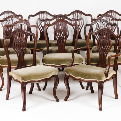 Null A George III set of twelve chairs and a three seat settee
One armchair

Mah&hellip;