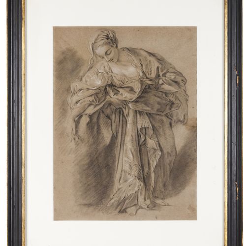 Círculo de François Boucher (1703-1770) 一个昏倒的女性被一只手支撑着
纸上炭笔和粉笔画

约。1740年

52x38厘&hellip;