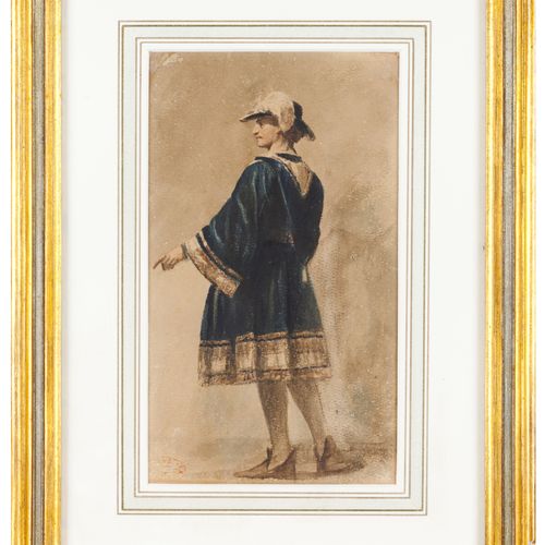 Miguel Ângelo Lupi Attrib. (1826-1883) Una figura masculina 
Acuarela sobre pape&hellip;