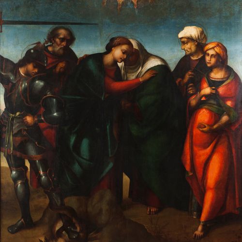 Null 安德里亚-德尔-萨尔托（1486-1520）的圈子
与大天使圣米迦勒的探视图

板上油画

意大利学校，16世纪

(修复)
出处。帕尔梅拉收藏

展&hellip;