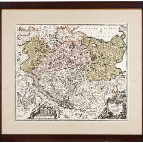 Georg Matthaus Seutter (1678-1757) Halsatiae公国地图
纸上彩色印刷品

德国，约1750年

50x59厘米