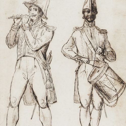José António Correia (1822-1896) Soldats musiciens
Dessin à l'encre sur papier

&hellip;