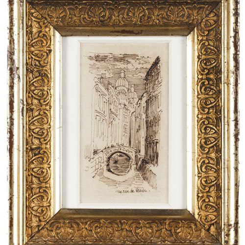 Null 意大利学校，19世纪
"Une rue de Venise"

纸上水墨画

背面刻有："DESENHO ORIGINAL DE ROD.JOSAFF&hellip;