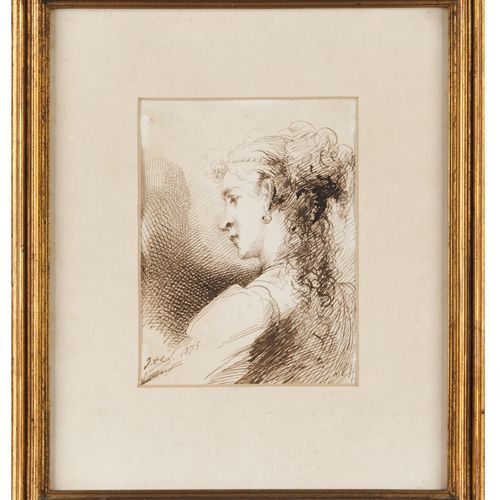 João António Correia (1822-1896) A female profile
Ink on paper drawing

Signed a&hellip;