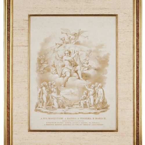 António Manuel da Fonseca (1796-1890) 献给玛丽亚二世女王的寓言故事
纸上炭笔画、粉笔和黄金

刻有 "A SUA MAGE&hellip;