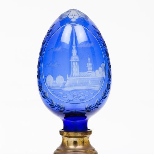 Null A staircase finial
Blue glass of acid etched decoration with landscape and &hellip;
